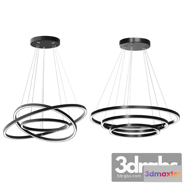 989780 - Modern 32-inch triple ring led pendant light black finish