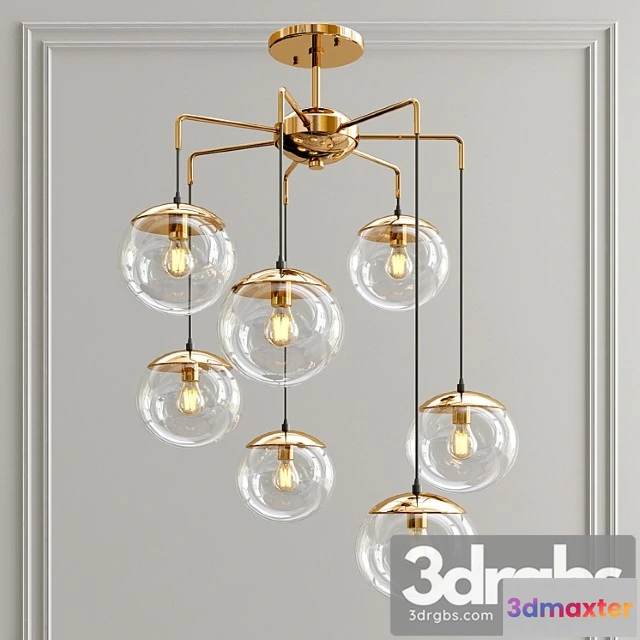 989812 - Modern Handcrafted Brass Glass Bubbles Chandelier
