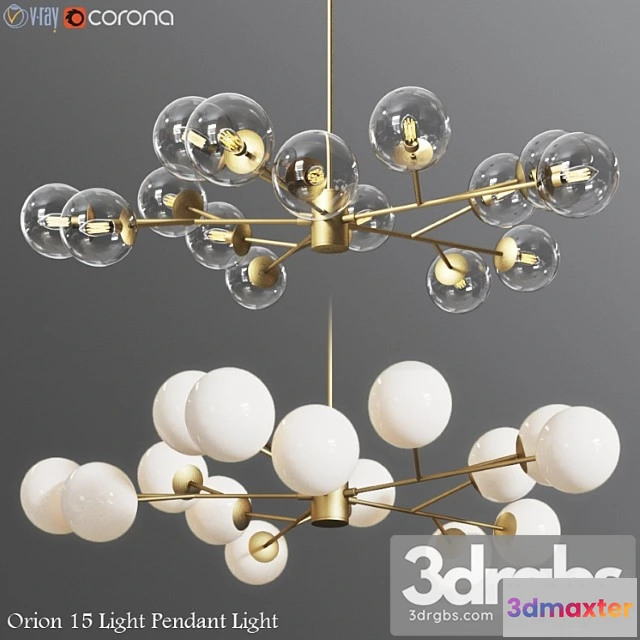 990314 - Orion 15 light pendant clear & opaque glass