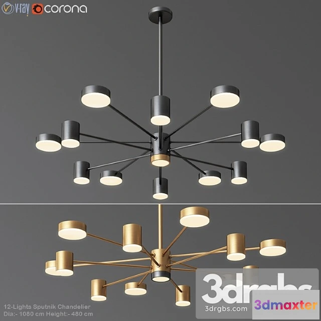 990678 - Pendant light 12-lights sputnik chandelier
