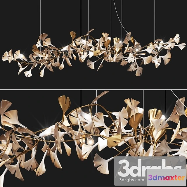 990928 - Porcelain chandelier ginkgo bespoke