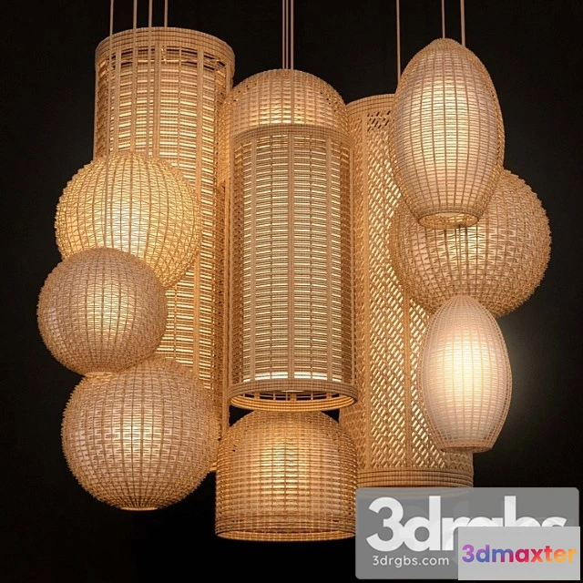 991056 - Rattan lighting set