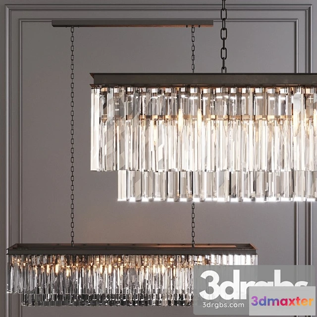 991106 - Restoration hardware 1920s odeon clear glaser fringe rectangular chandelier 59 black