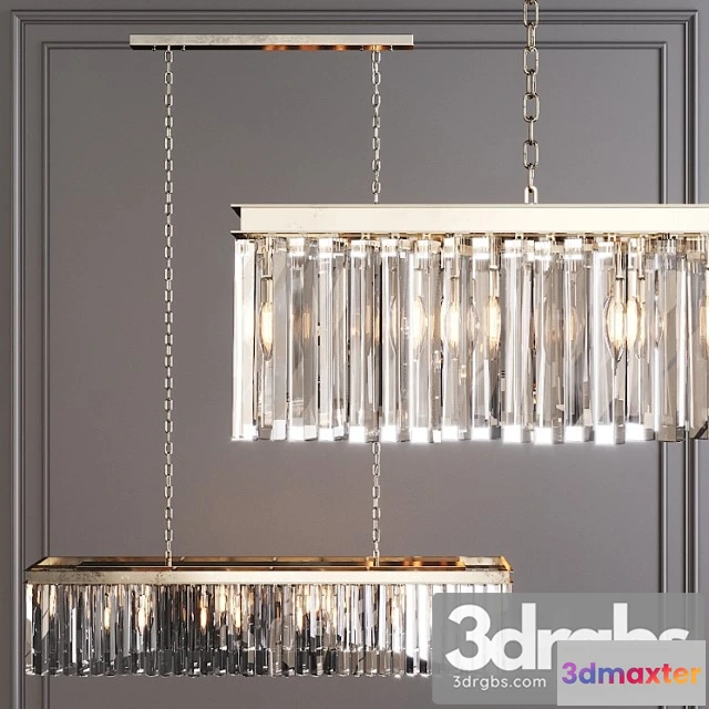 991122 - Restoration hardware 1920s odeon rhys clear glass prism rectangular chandelier 49 nickel