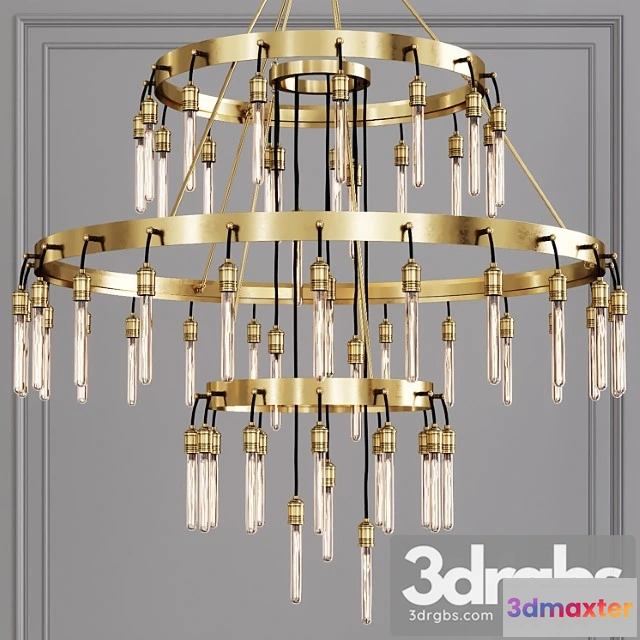 991142 - Restoration Hardware Axis 3 Tier Chandelier 60 Brass