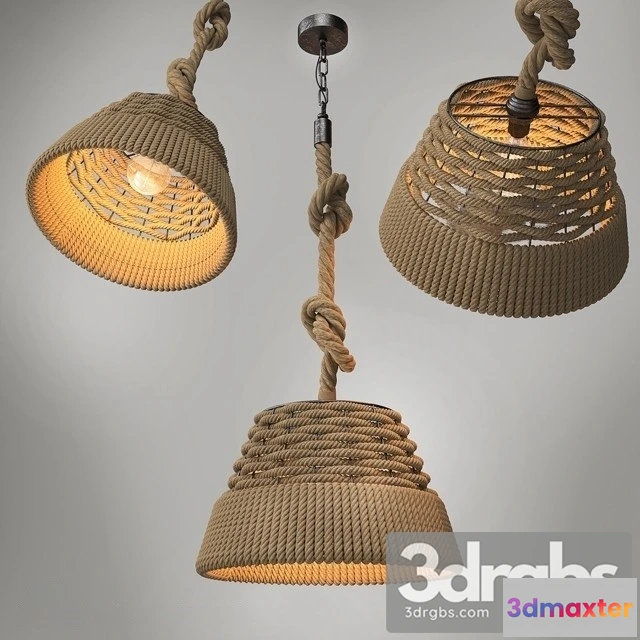 991214 - Retro Industrial Vintage Loft Hemp Rope Pendant