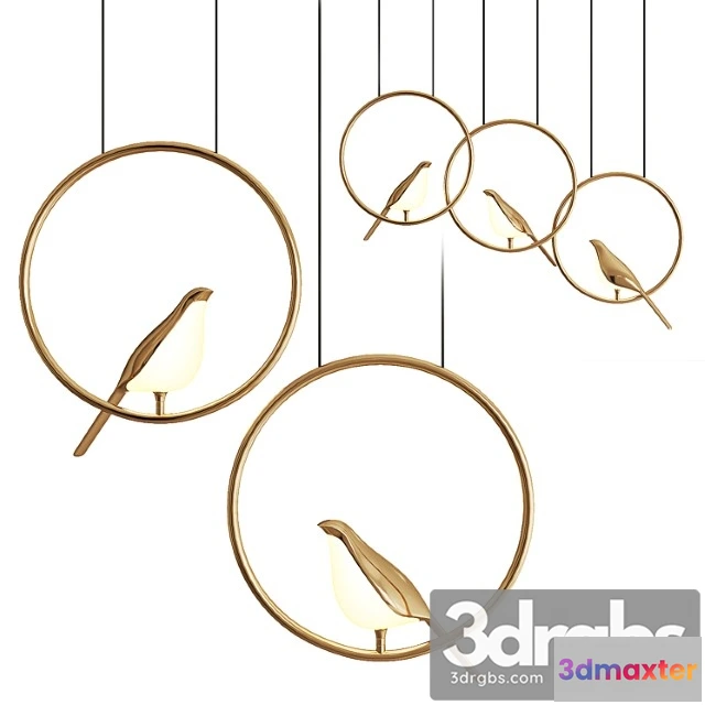 991290 - Ring and bird pendant lamp nomi