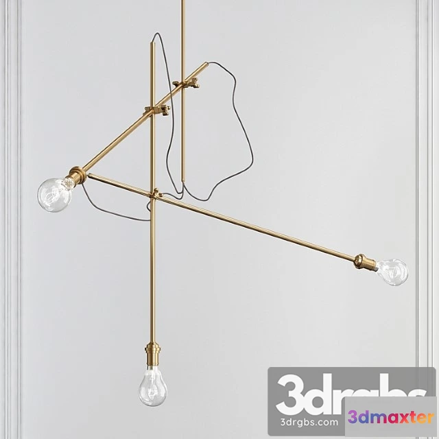 992654 - Workstead 3-arm brass chandelier