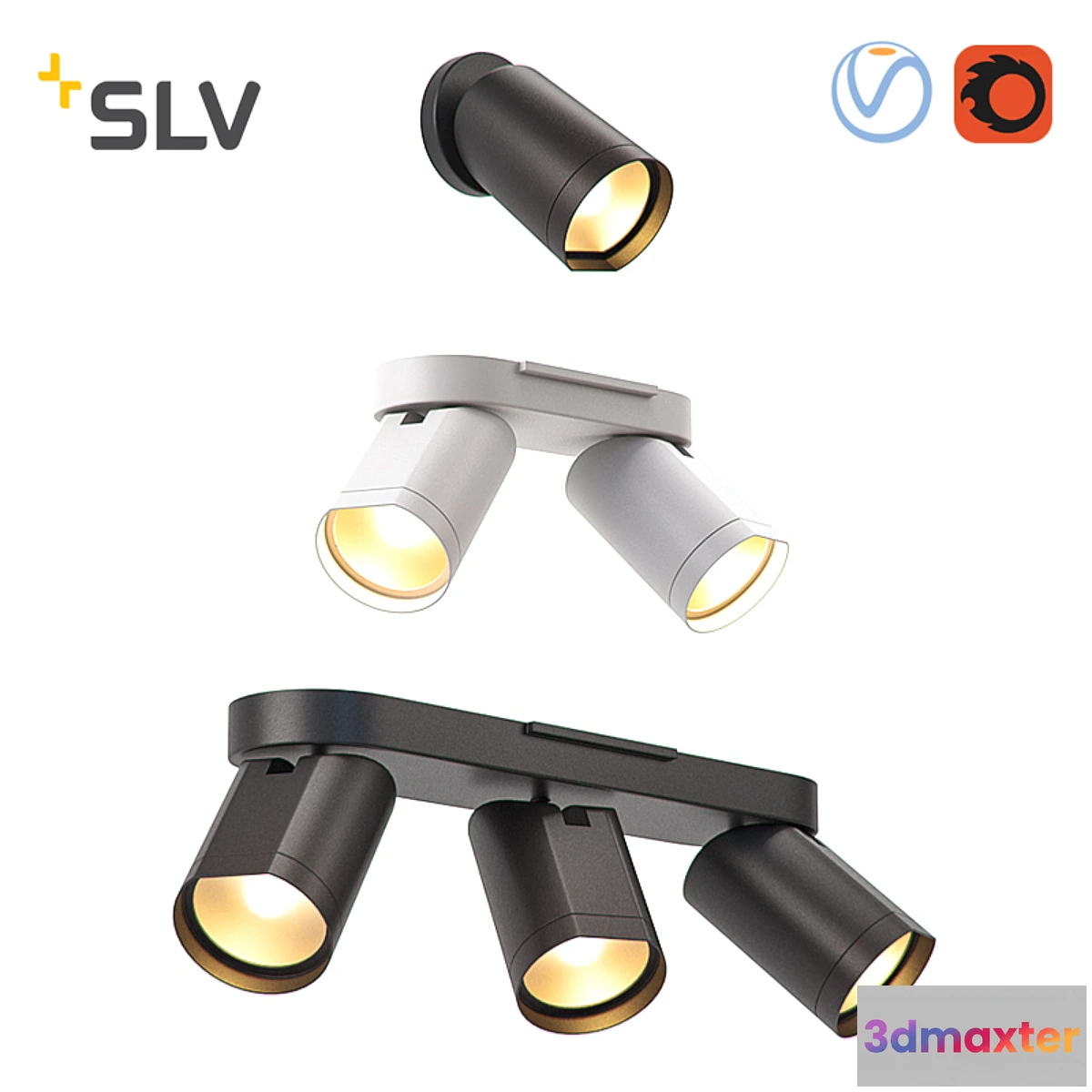 1421488 - SLV BILAS set of wall-ceiling fixtures 3D Max