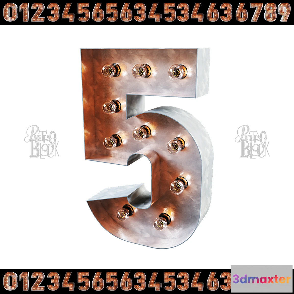 1399458 - NUMERALS RETROBLOCK 3D Max