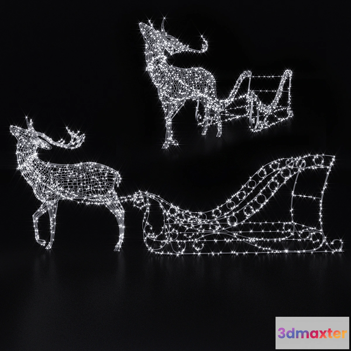1415634 - Light volumetric figure Deer and sleigh. 3D Max