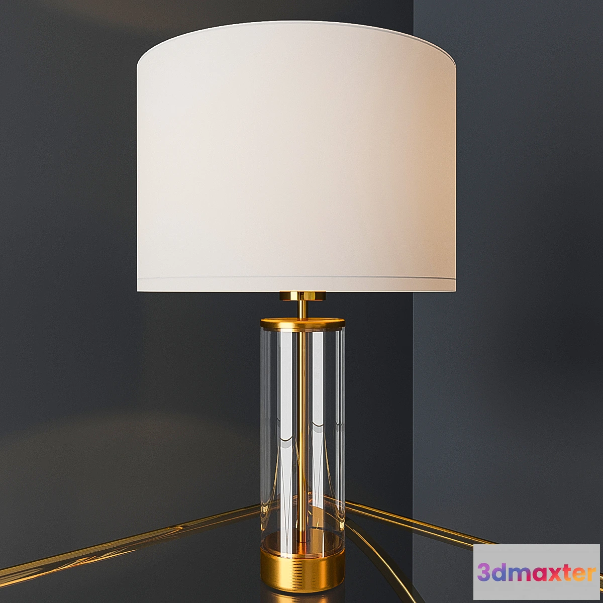 1290433 - Acrylic Column Table Lamp - Antique Brass 3D Max