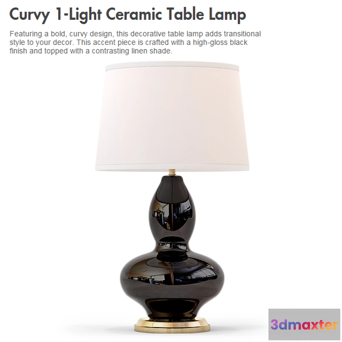 1293070 - Curvy 1-Light Ceramic Table Lamp 3D Max