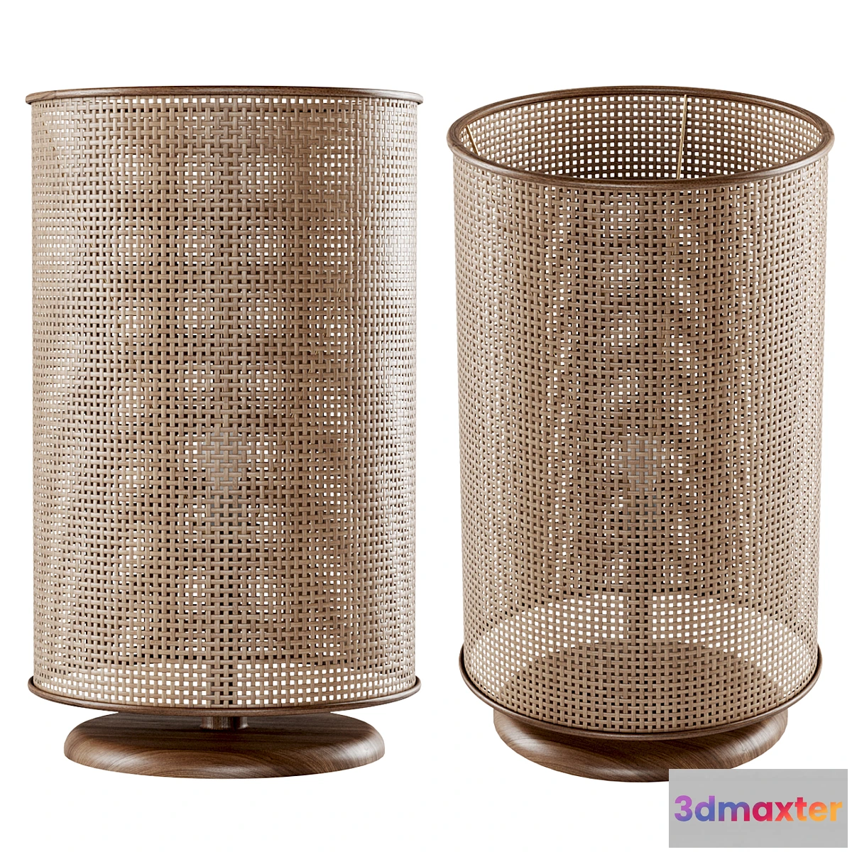 1296743 - Wooden rattan table lamp L500 _ Round table lamp 3D Max