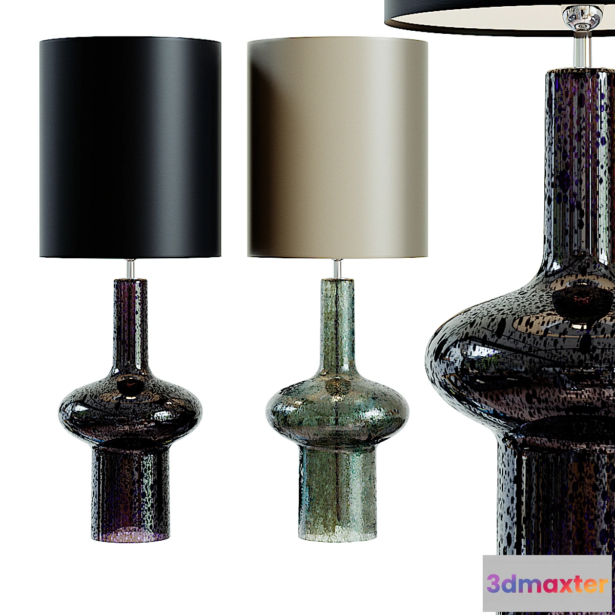 1299209 - Grand Sculptural Studio Art Glass Buffet Lamp 3D Max