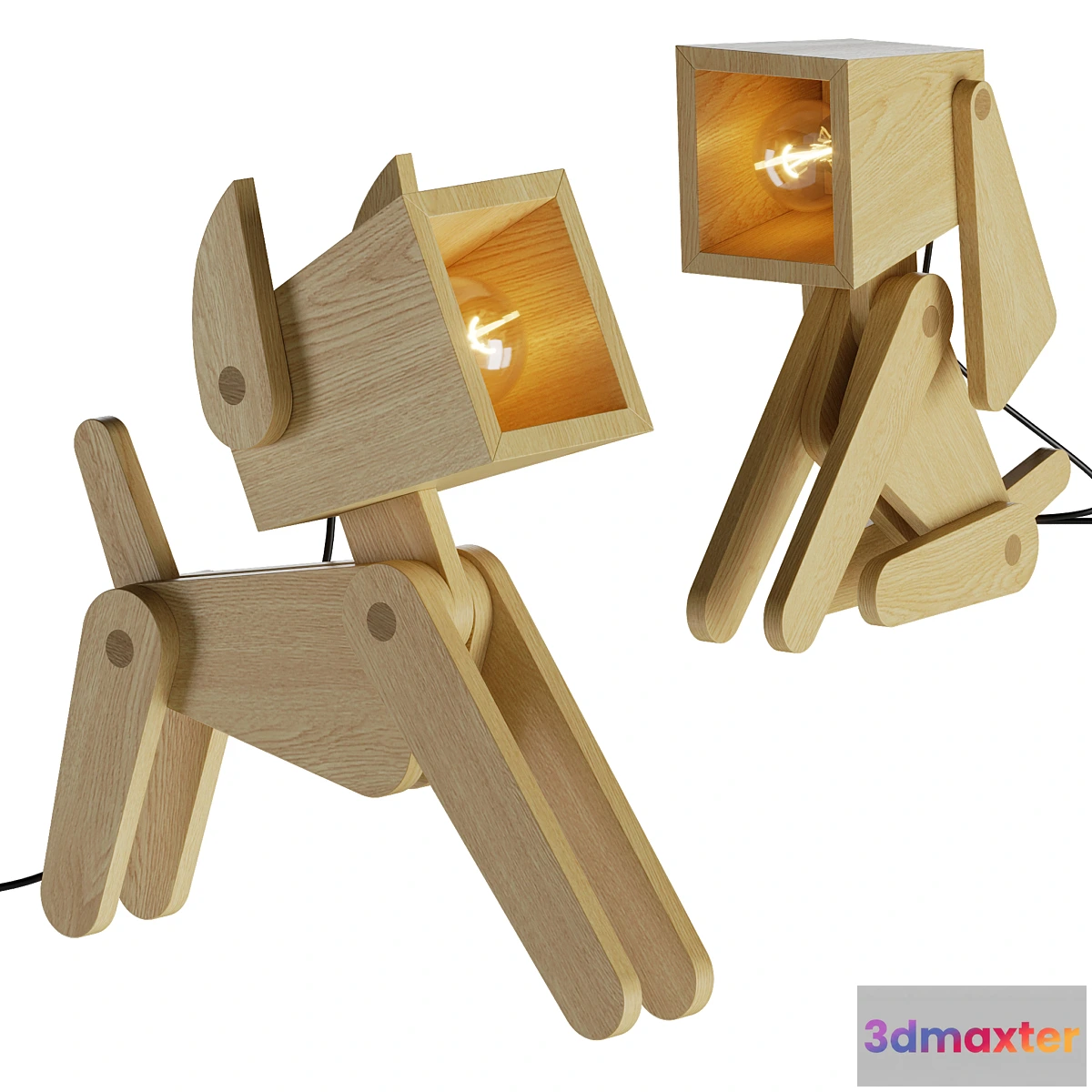 1317496 - Dog Adjustable Wooden Table Lamp 3D Max