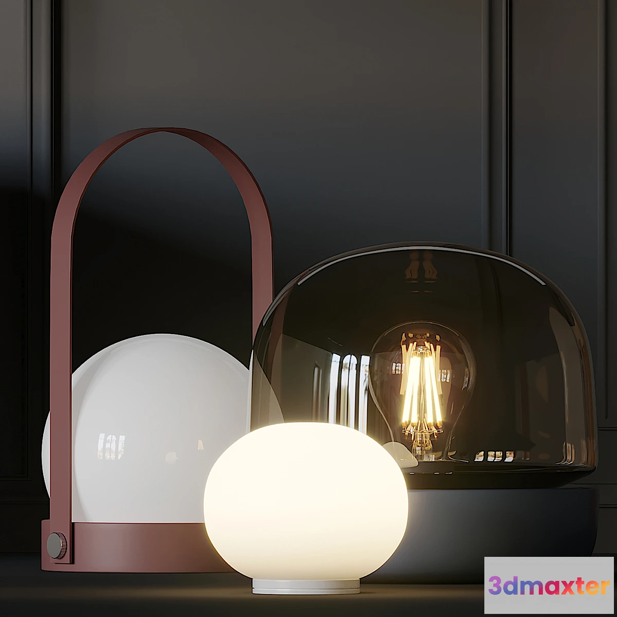 1317827 - Carrie Stone and Mini Glo-Ball T Table Lamps 3D Max