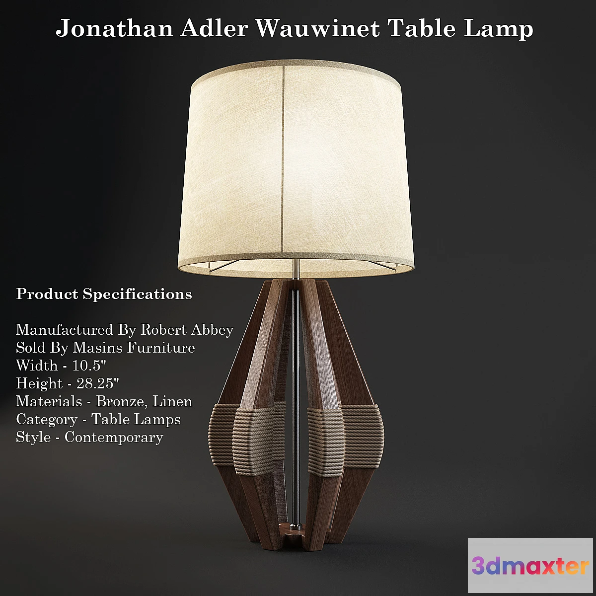 1401224 - Jonathan Adler Wauwinet Table Lamp 3D Max