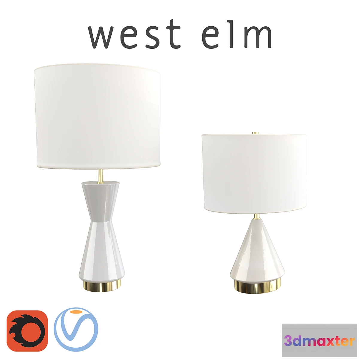 1408116 - West Elm Metalized Glass Table Lamp Pearl 3D Max