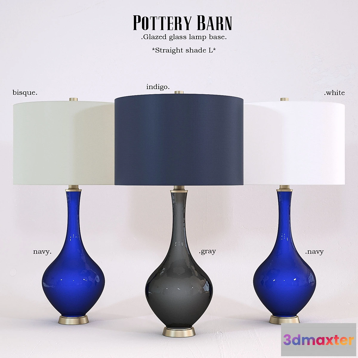 1415218 - Pottery Barn Glazed Glass Lamp 3D Max