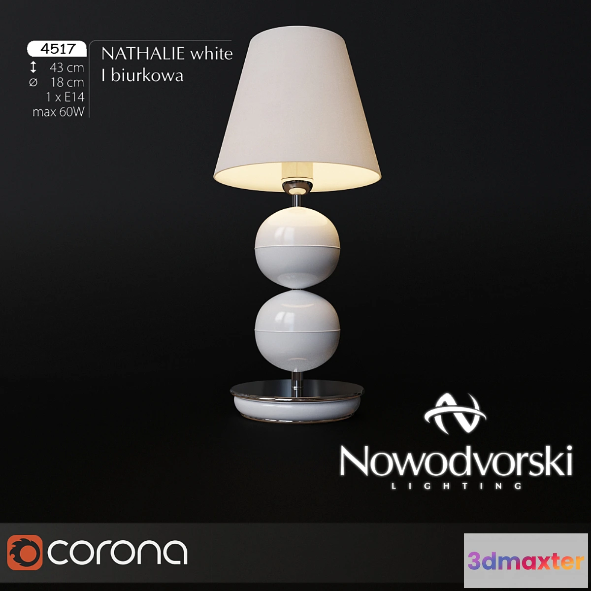 1425048 - Nowodvorski NATHALIE white I biurkowa 3D Max