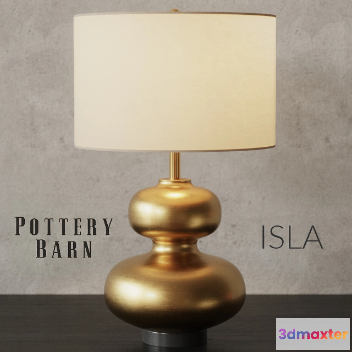 1448806 - Pottery Barn ISLA CURVY Brass Table Lamp 3D Max