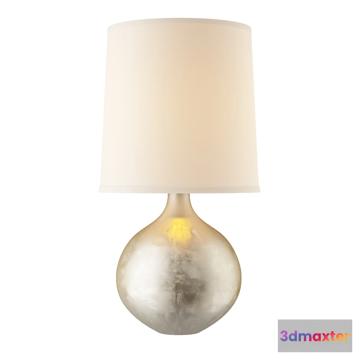 1458294 - Aerin Modern Warren Mini Table Lamp In Burnished Silver Leaf With Linen Shade 3D Max