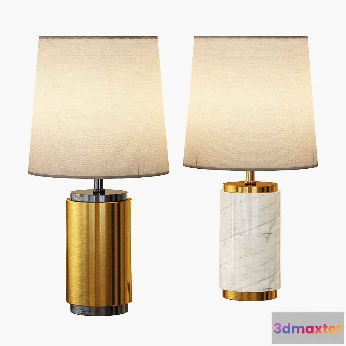 1469502 - Small Pillar Table Lamp - Antique Brass 3D Max