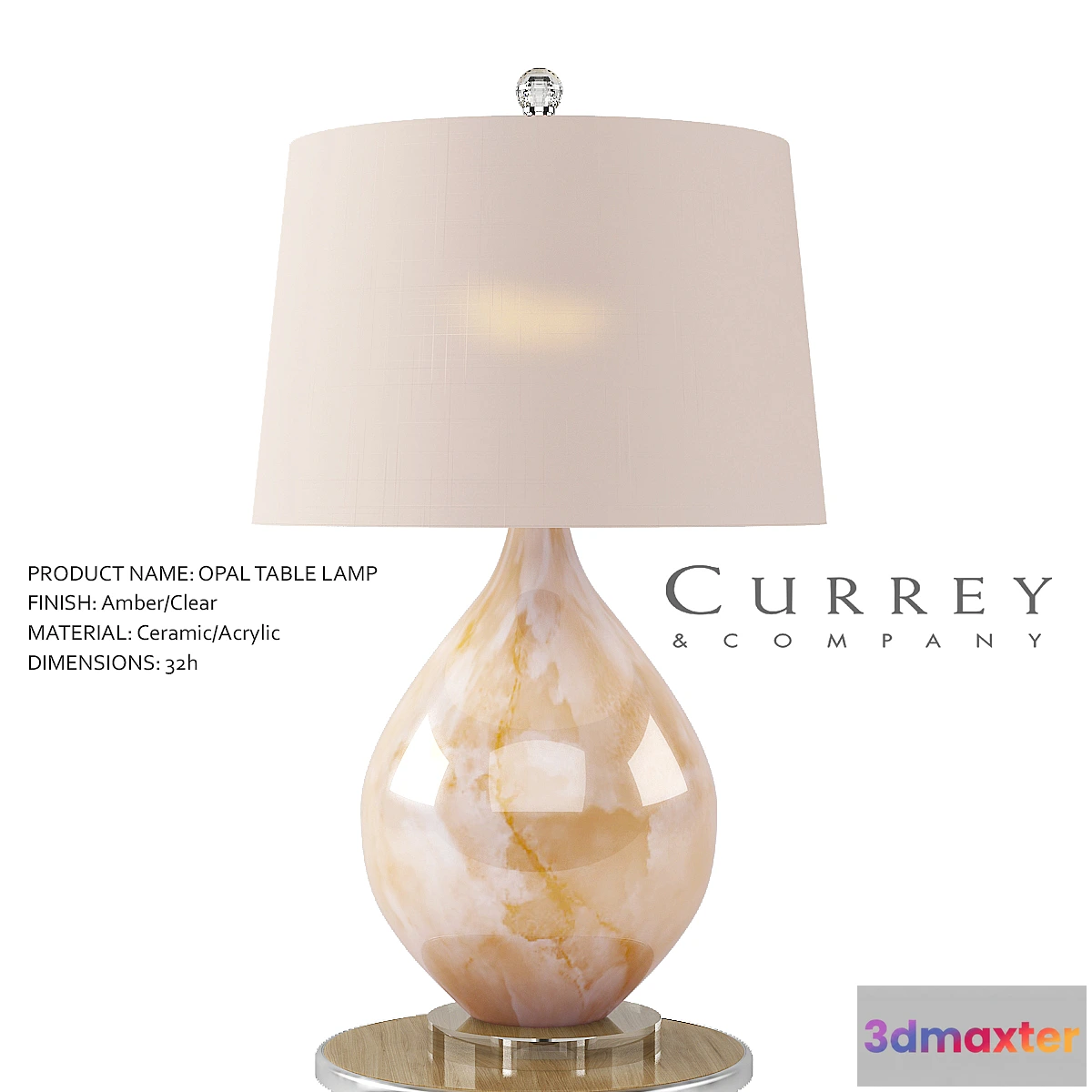 1477774 - Opal Table Lamp - Currey & Company 3D Max