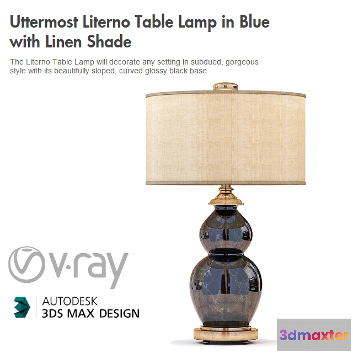 574636 - Uttermost Literno Table Lamp in Blue with Linen Shade