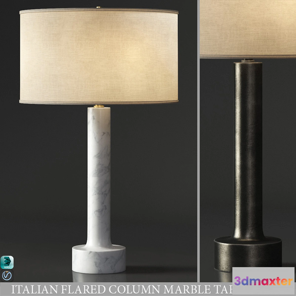 617204 - ITALIAN FLARED COLUMN MARBLE TABLE LAMP
