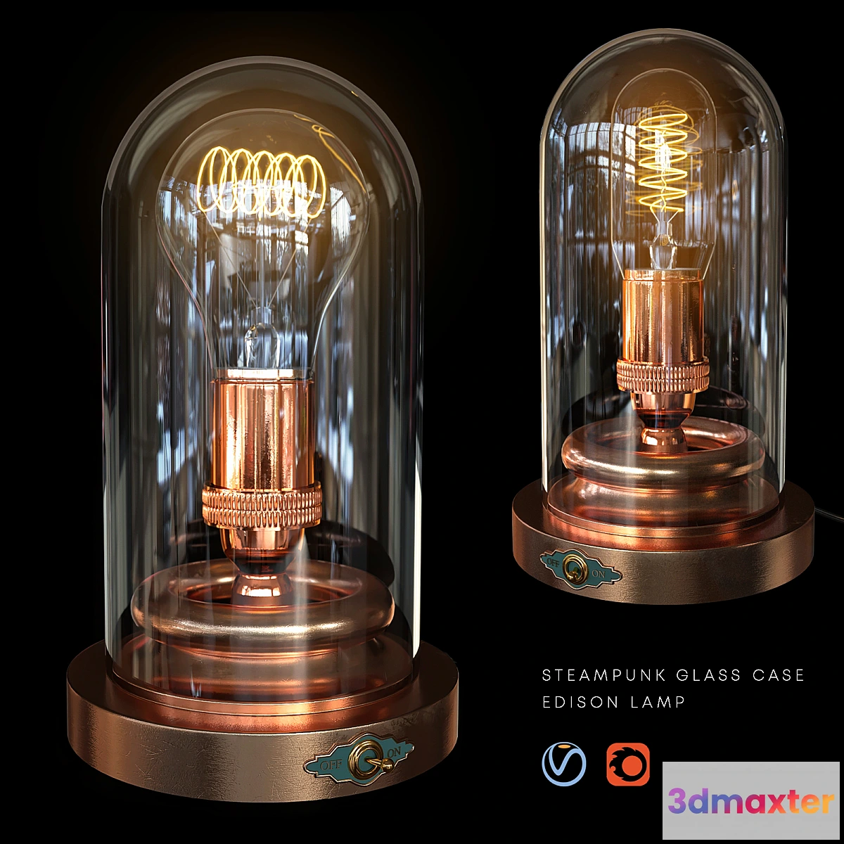 617238 - Steampunk Glass Case - Edison Lamp