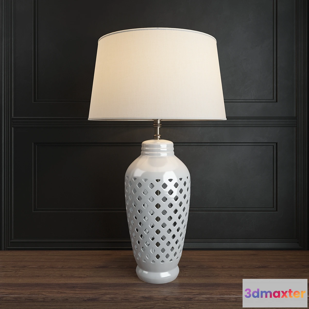 650895 - Openwork Ceramic Table Lamp White