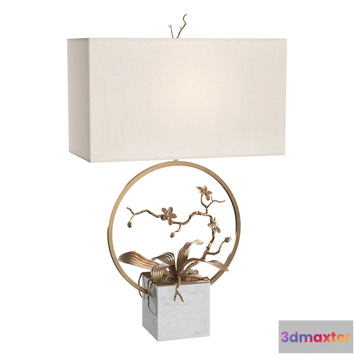 658397 - Antique Brass Orchid Table Lamp