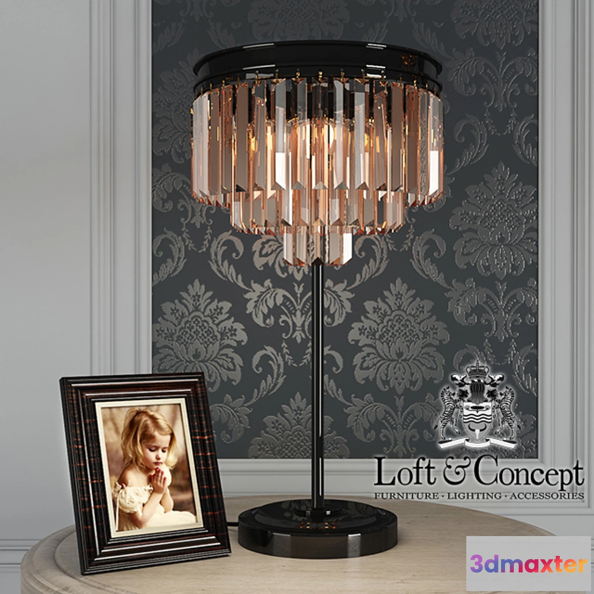 672855 - Table lamp RH 1920s Odeon Smoke Glass Fringe