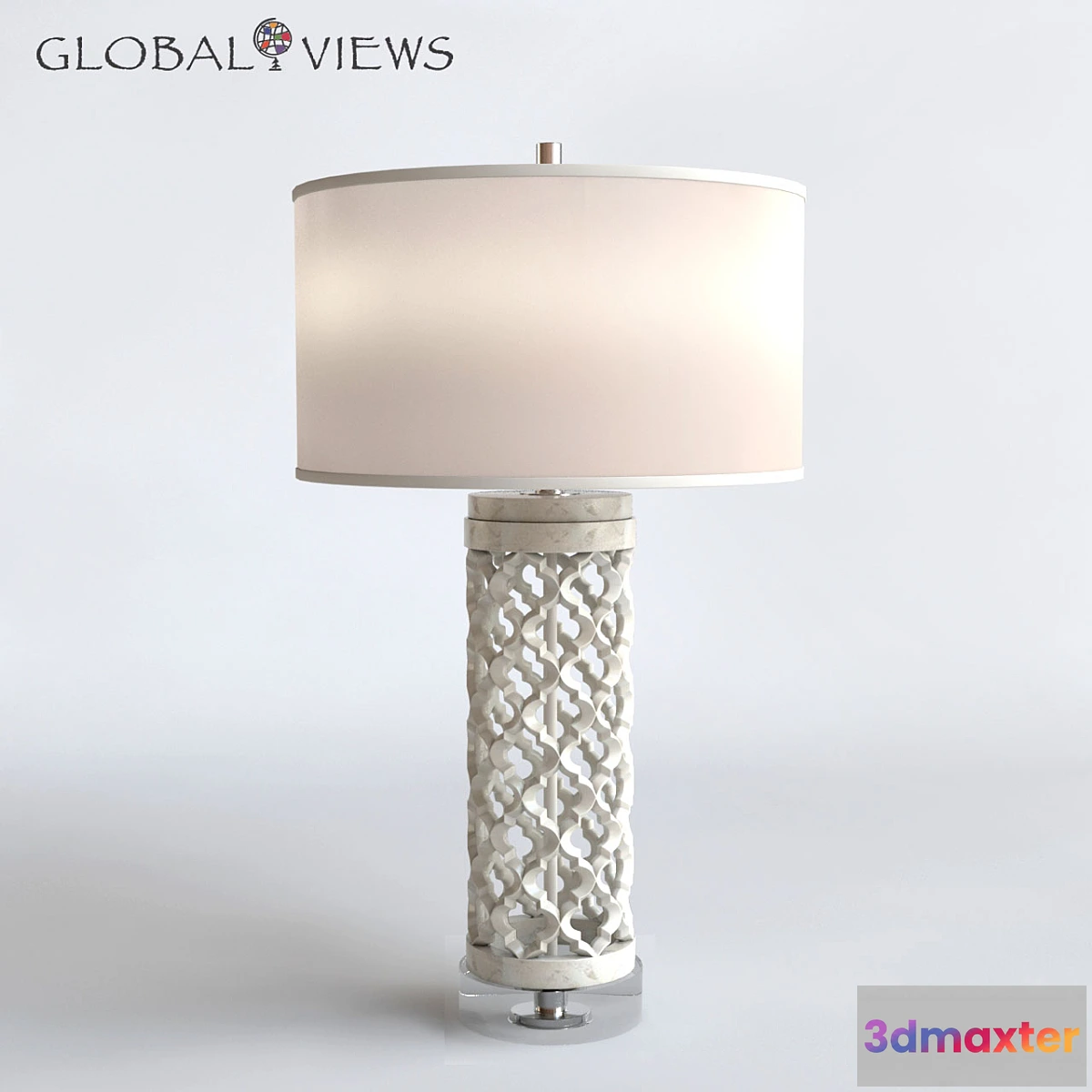 892180 - Global Views Lighting Arabesque Round Marble Table Lamp - No.3