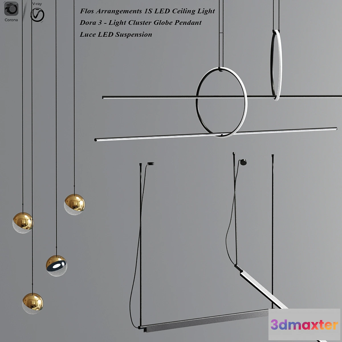 1312170 - Flos Linear Suspension And Dora Pendant Collection 3D Max