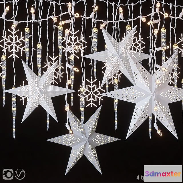 1559437 - Garlands (snowflakes icicles light bulbs stars) 3D Max