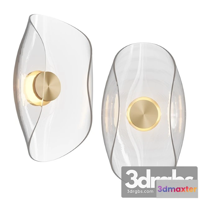1053428 - Sample pair liquid swirl glass & brass contemporary wall light sconce