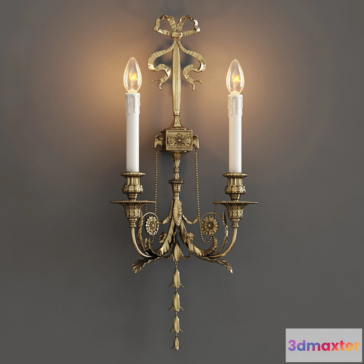 1287030 - Guilded Ormolu Wall Lights with Lamps 3D Max