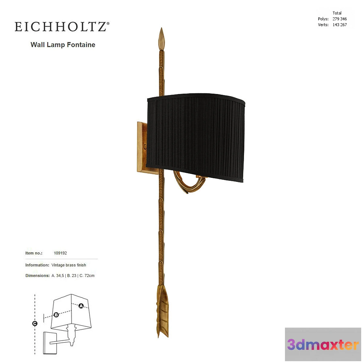 1289580 - EICHHOLTZ Wall Lamp Fontaine 109192 3D Max