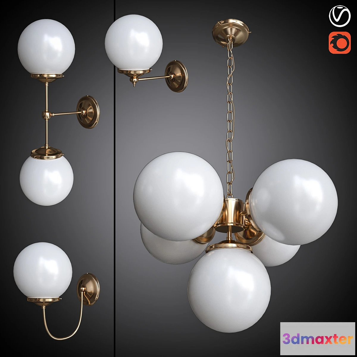 1291841 - Chandelier and sconce set MULLAN 3D Max