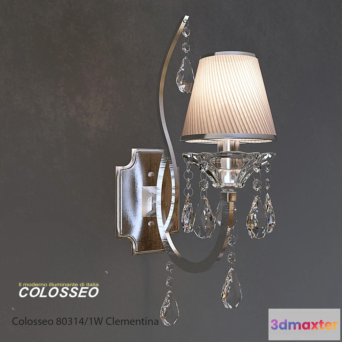 1293601 - Sconce Crystal COLOSSEO 80314 _ 1W CLEMENTINA Chrome 3D Max
