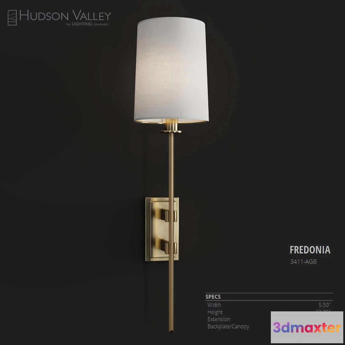 1297190 - Hudson Valley Lighting Fredonia 3D Max
