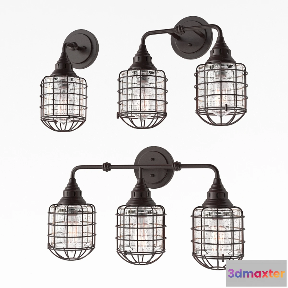 1300476 - RUSTIC LOFT CAGE BATH LIGHT WL 3D Max