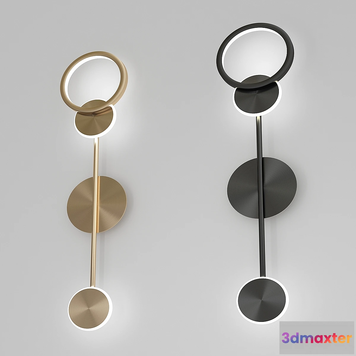 1301623 - Brushed Gold Black Wall Light 3D Max