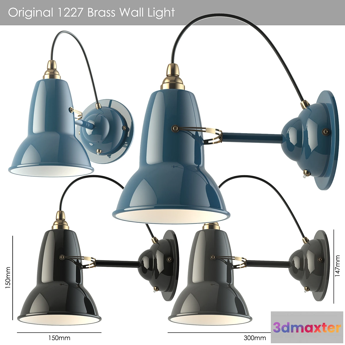 1303233 - Original 1227 Brass Wall Light - No.2 3D Max