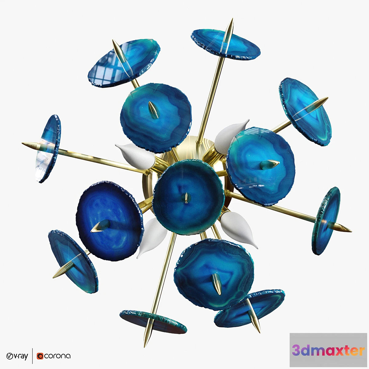 1309699 - Bra Emporium Agate Burst Sconce Brass 3D Max