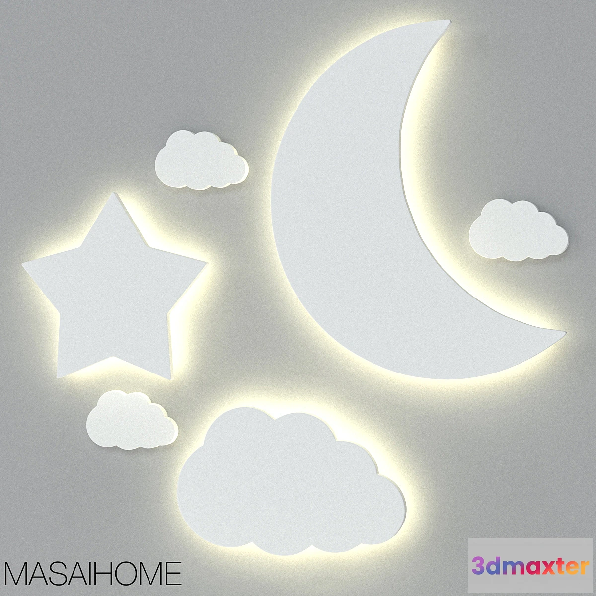 1318412 - Children’s lamps with front illumination “Moon star and cloud” MASAIHOME 3D Max