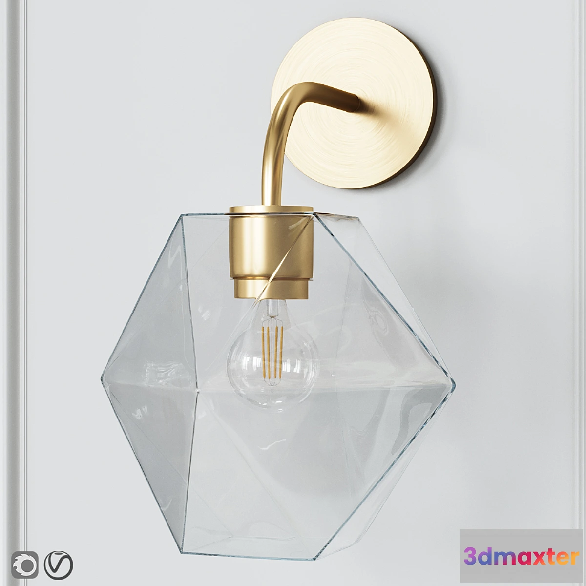 1321993 - West Elm Sculptural Glass Faceted Sconce Clear 3D Max